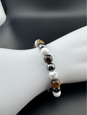 Gemini Zodiac Bracelet with Tiger Eye, Hematite, and Howlite